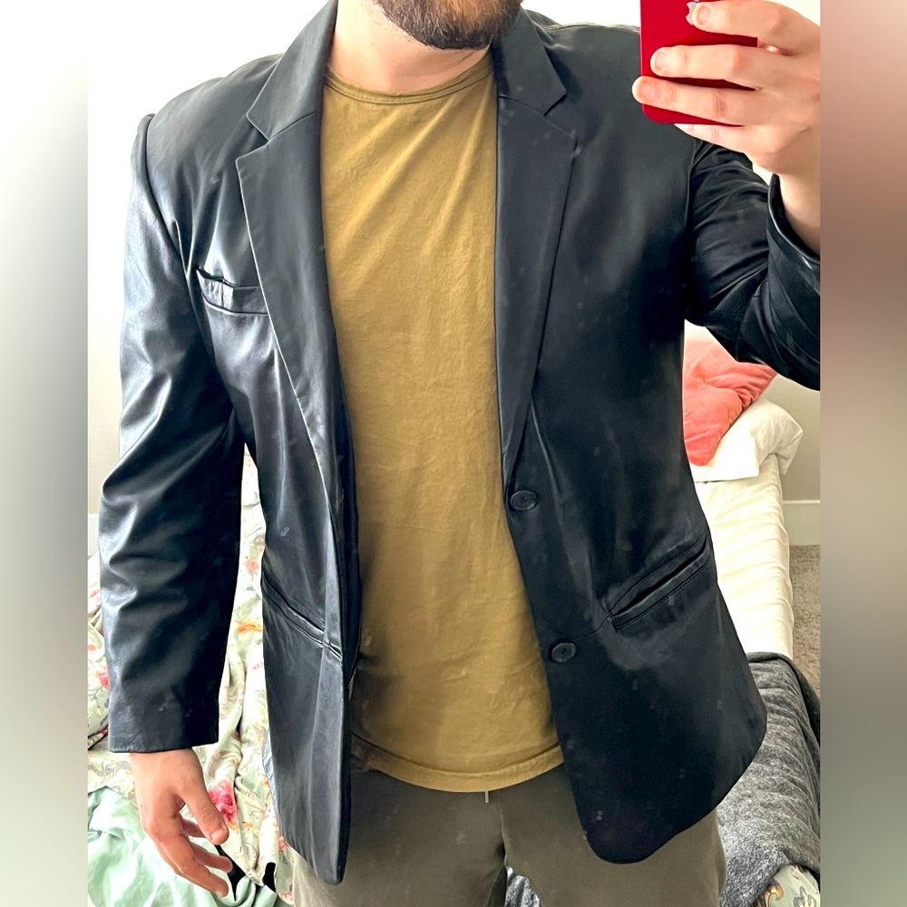 Cremieux Leather Suit Jacket